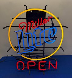 Lot 218 - WORKS! Late 1980's - Early 90's Electric Miller Lite - Open Neon Sign - New In Original Box