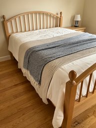 Lot 22- Light Oak Spindleback Queen Bed - Headboard - Footboard - Mattress Optional - Bedroom Furniture