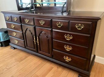 Lot 29- Kincaid Cherry Ladies Bureau With Tri Fold Mirror - Bedroom Furniture
