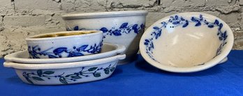 1SD- Salmon Falls Stoneware Mixing Bowls- Casserole Dishes - Kitchen Pottery - Lot Of 6