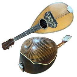 Lot 311WH - Early 1900s Bowlback Mandolin With Marquetry- Unbranded - Antique Musical Instrument