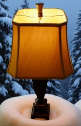 Lot 233CV - Jordan's Furniture Brown Three Way Table Lamp With Shade - Newer