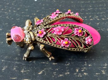 Lot 440LC - Arthur Pepper 1960s Signed ART Neon Pink Enamel Beetle Ladybug Pin Brooch