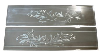 Lot 247CV - Vintage Pair Of Decorative Etched Floral Accent Mirrors - 32x8