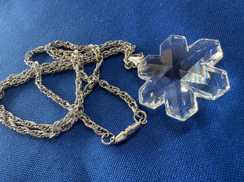 Lot 519LC - Large Crystal Snowflake On A Long 24 Inch Chain