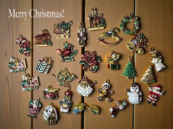 Lot 522LC - Tiny Little Christmas Pendants Charms - Santa - Angels - Trains - Toy Soldier - Gingerbread Man