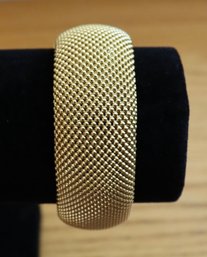 Lot 220CV - Lovely Bronze Italy Mesh Wide Goldtone Cuff Bracelet