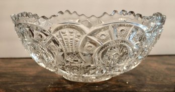 Lot 259CV -  Clear Cut Glass Scalloped Edge Large Bowl - Vintage Servingware