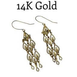 Lot 49JT- 14K Gold Earrings From Longs Jewelers - WE SHIP! Weight In Photos - Vintage Jewelry