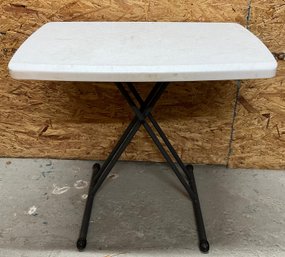 Lot 42SES- Life Time Adjustable Height Small Plastic Top Folding Table