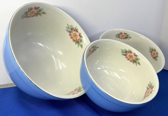 Lot 93SES- Rose Parade By Halls Kitchenware - Nesting Mixing Bowls - Made In USA - 3