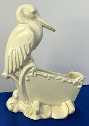 Lot 96SES- Mom To Be Gift! Stork Planter By Haeger Art Pottery - Vintage Home Decor