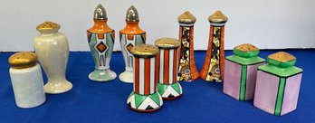 Lot 105SES- Collection Of Art Deco Antique Salt & Pepper Shakers - 4 Pair & 2 Singles