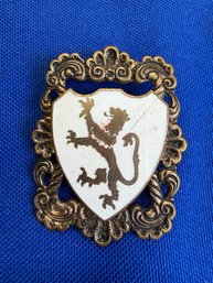 Lot 306LC - Vintage Scottish Lion Rampant Brooch Or Kilt Pin Royal Standard 1960s Metal Fram And Enamel Inlay