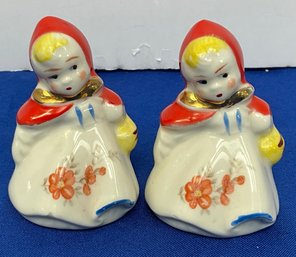 Lot 110SES- Darling- Little Red Riding Hood Salt & Pepper Shakers - 4 Inches - WE SHIP!