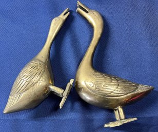 Lot 425 - QUACK! Mid Century Brass Ducks Duckling Tall Duck Country Geese Bird Sculptures Vintage Decor