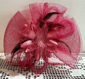 Lot 65LO- Raspberry Pink Blush Fascinator Hat With Feathers