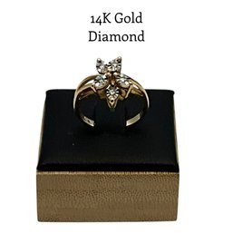 Lot 58JT- 14K Gold Signed Caspi Diamond Ring Size 6 1/2 - We SHIP! Weight In Photos