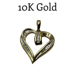 Lot 59JT- LOVE! 10K Gold Heart Pendant With CZ - WE SHIP! Weight In Photos