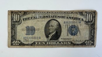 Lot 340SES - 1 US 10 Dollar Bill Currency - 1934 Blue Seal Silver Certificate - Highly Collectible