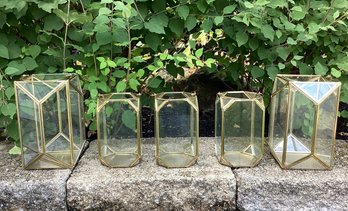 Lot 52RR- Glass And Brass Candle Lanterns - Party Wedding Lanterns - 5