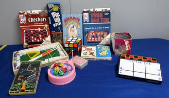 Lot 143- Vintage 1980s Mini Toys - Checkers, Tic Tac Toe, Giant Old Maid, Go Fish, Crazy 8s Card Games...