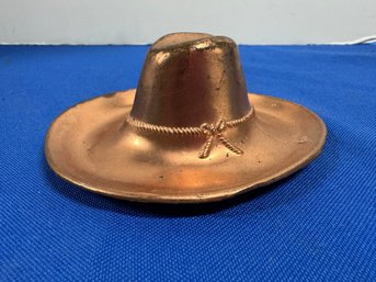 Lot 12- Occupied Japan Copper Signed Cowboy Hat Ash Tray Collectible 4.5 Inches