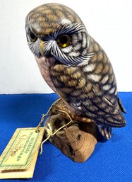 Lot 16- Wildlife Wood Carvings - Hand Carved & Painted Barn Owl By John J Madison