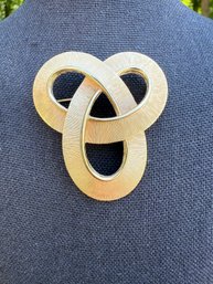 Lot 441LC- TRIFARI Signed Gold Tone Swirl Brooch - Vintage Estate Jewelry- Brushed Gold Tone