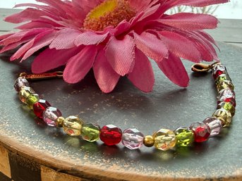 Lot 427LC - Napier Signed Vintage Multi Color Stone Bracelet - Very Pretty!