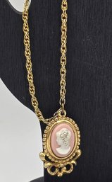 Lot 834LC - Vintage Costume Gold With Pink & White Cameo Bracelet