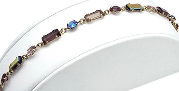 Lot 949LC - 1980s Vintage Multi Color Baguette Cut Rhinestone Bracelet
