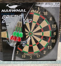 Lot 404CN - Narwhal Kingston Dart Board And Darts Brand New Never Been Used Official Size 18' X 1.5'