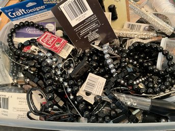 Lot 19WA- Jewelry Making Supplies- Black & Silver Beads - Vintage Glass- Faux Pearls- Crystals - Stones