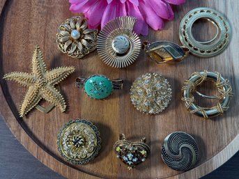 Lot 474LC - Accessory Scarf Holders - Ornate - West Germany 1 Signed ART - Lot Of 11 - Vintage