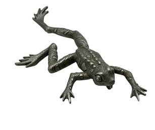 Lot 8- Signed JJ Costume Silver Leaping Frog Brooch Pin- 4 Inches!!