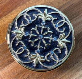 Lot 477LC - Party Lite Traveling  Blue Enamel & Rhinestones Portable Tea Light Candle Compact