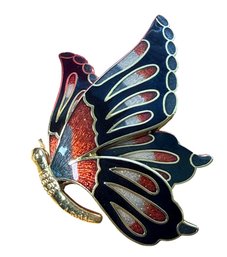 Lot 478LC - 1980s Signed Fish Enterprises Enamel Butterfly Brooch - Vintage Jewelry
