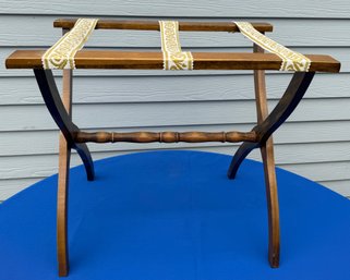 Lot 412 - Antique Wood Wooden Luggage Suitcase Hotel Rack Folding