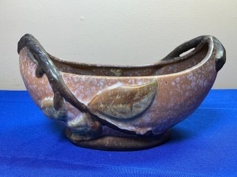 Lot 404 - 1920s Weller Pottery Antique Bowl Planter Malvern Line Textured Earthy Brown With Sticker On Bottom