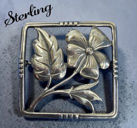 Lot 358LC - Danecraft Signed 1940s Sterling Silver Dogwood Floral Brooch Pin - Art Nouveau Stylized Felch & Co