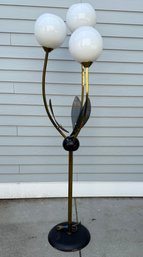 Lot 458 - Very Nice! MidCentury Tulip Floor Pole Lamp With 3 White Globes Measuring Over 5 Feet Tall! Tested
