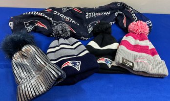 Lot 435- New England Patriots Pats Winter Hats And 1 Scarf - Boston Sports Football Accessories - 5 Unisex