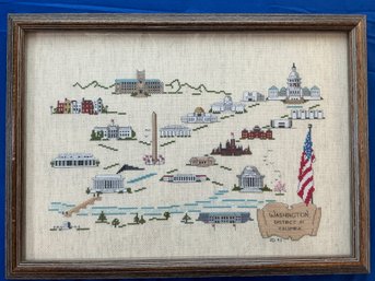Lot 421 - Fine Cross Stitch - Washington DC - District Of Columbia And Monuments Framed