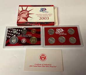 Lot 414SES - 2003 United States Mint Silver Proof Set States - Illinois- Alabama- Maine- Missouri- Arkansas