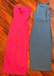 Lot 444- Jersey Ribbed Dresses - Long - VICI - Pink & Aqua - Size Small