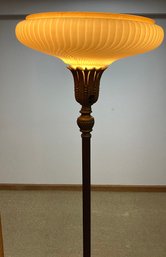 Lot 13BS- 1940s Stunning Floor Lamp- Marble Base - Glass Shade - 58 Inches Tall