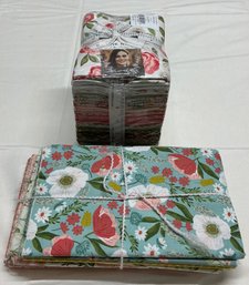 Lot 108Q - 2 Lots Of Fat Quarters Love Notes & Another Bundle By Moda With Different Pattern Green & Blue