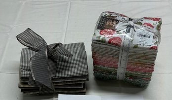 Lot 109Q - Diamond Fray Fat Quarters Textiles & Moda Fabric Peach, Green, Cream, Blue, Black Shades And Patter