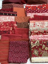 Lot 115Q - 30 Yards! Various Vendors, 30 Different Designs Shades Of Red Patterns, Tans With Red Accents